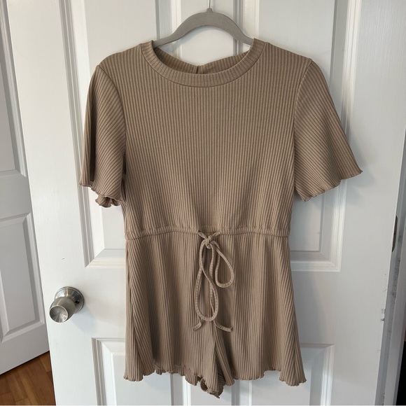 Princess Polly Beige Ribbed Aiken Playsuit Romper - Picture 12 of 15